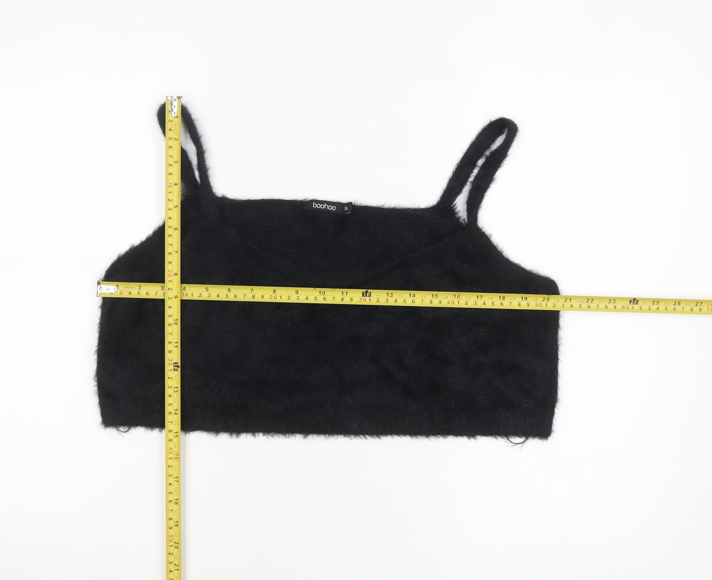 Boohoo Women Black Fuzzy Knit Camisole Tank Top XL
