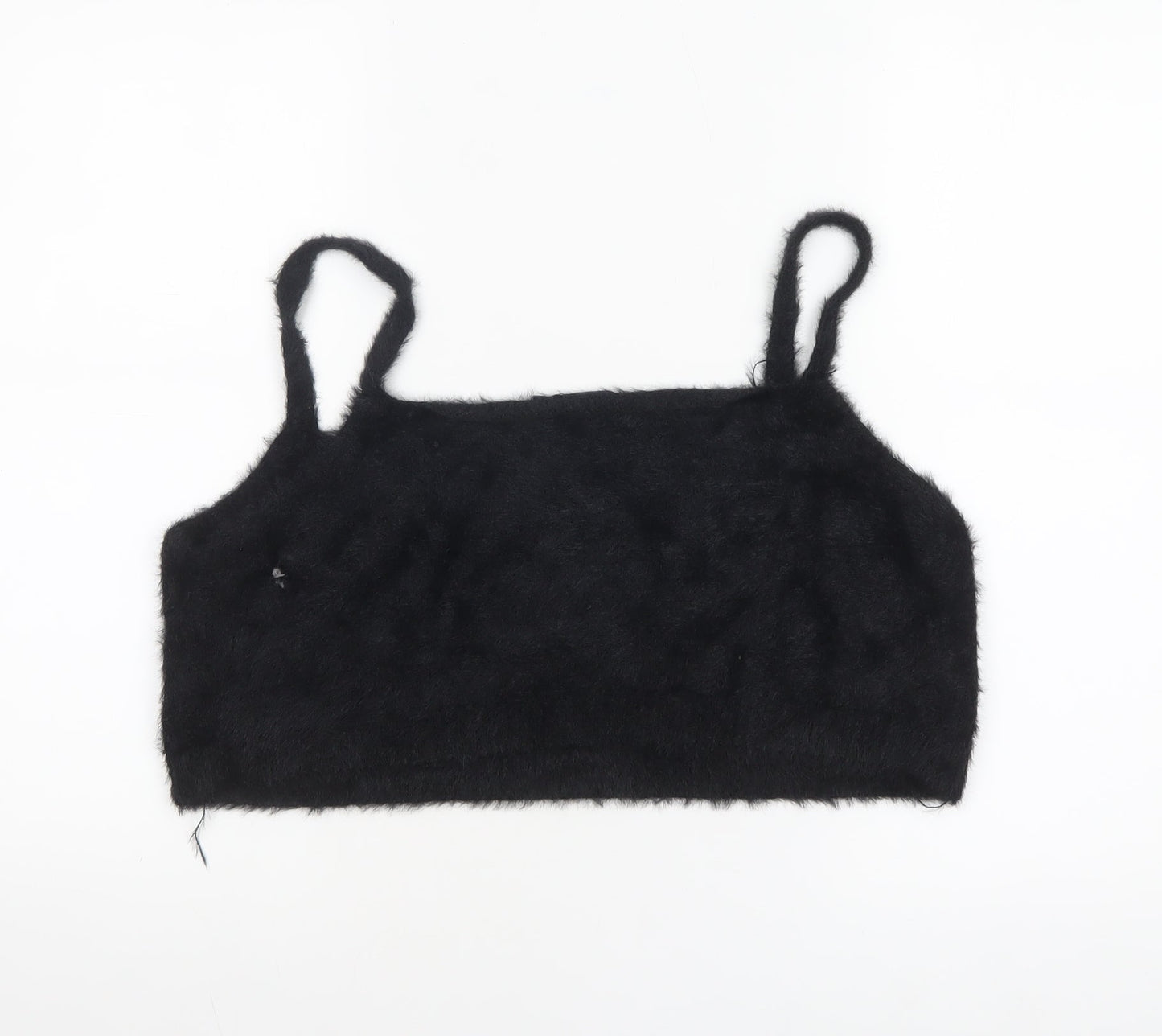 Boohoo Women Black Fuzzy Knit Camisole Tank Top XL