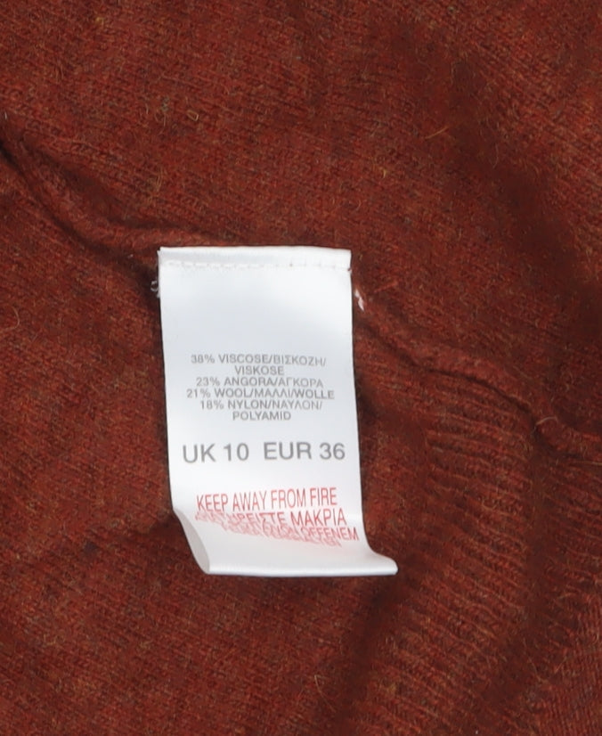 River Island Women Brown Angora Wool Blend Long Sleeve Cardigan Size 10