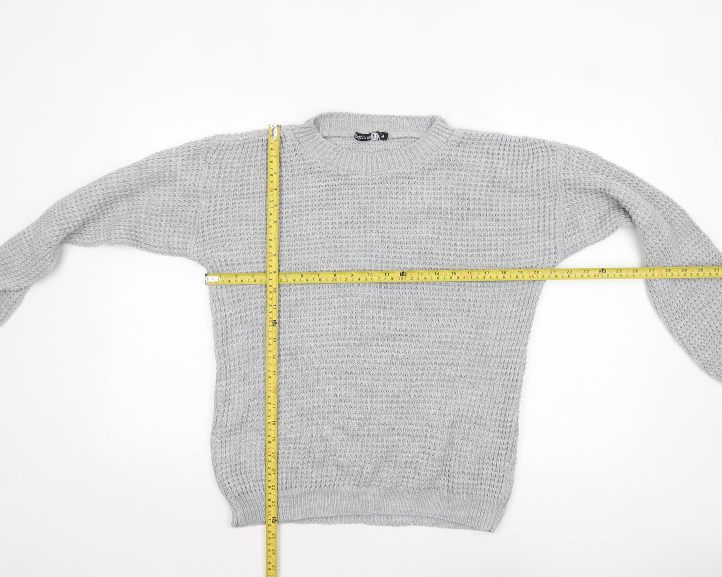 Boohoo Women’s Grey Chunky Knit Crew Neck Tall Jumper M