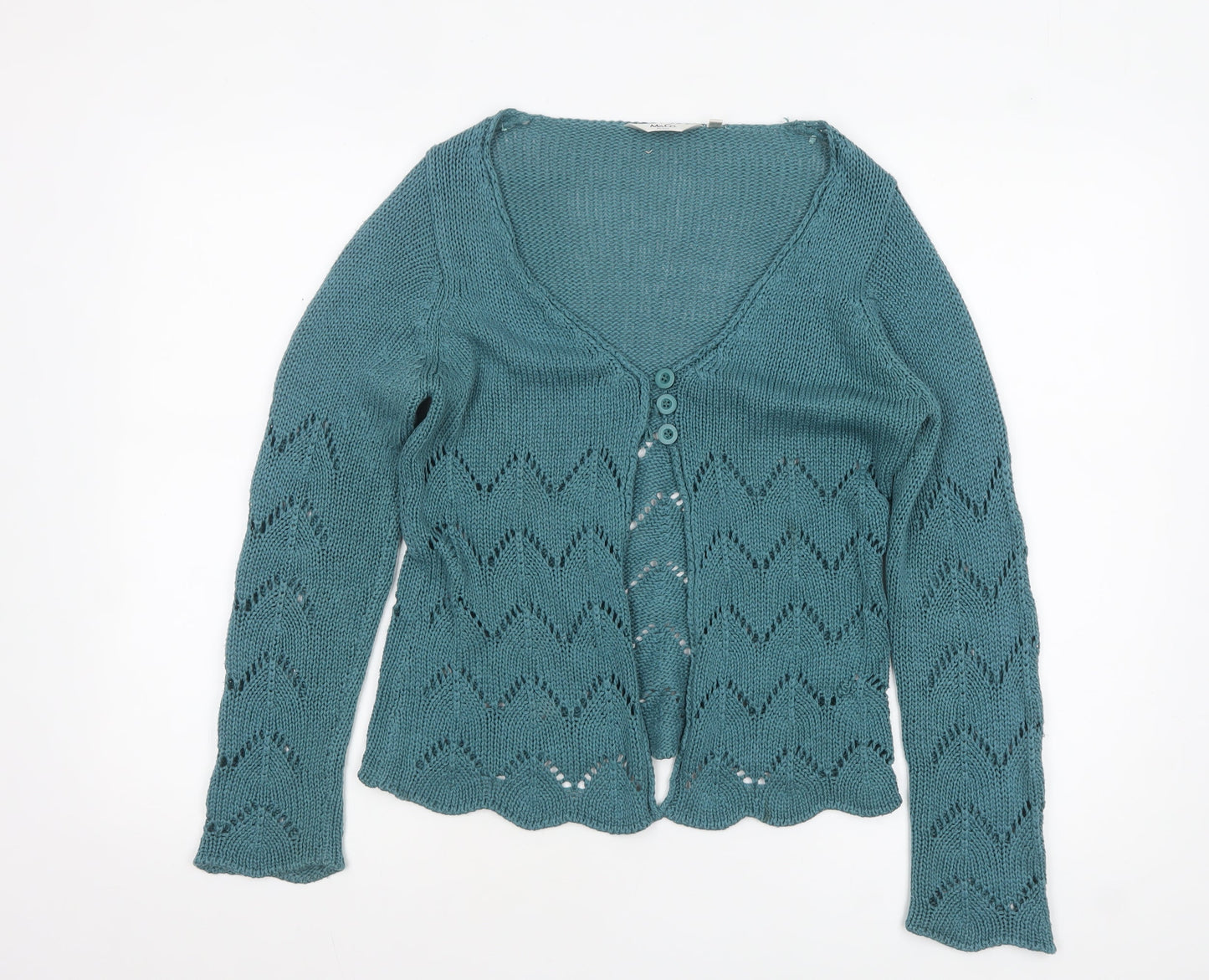 M&Co Petite Women's Green Open-Knit Cardigan Size 12