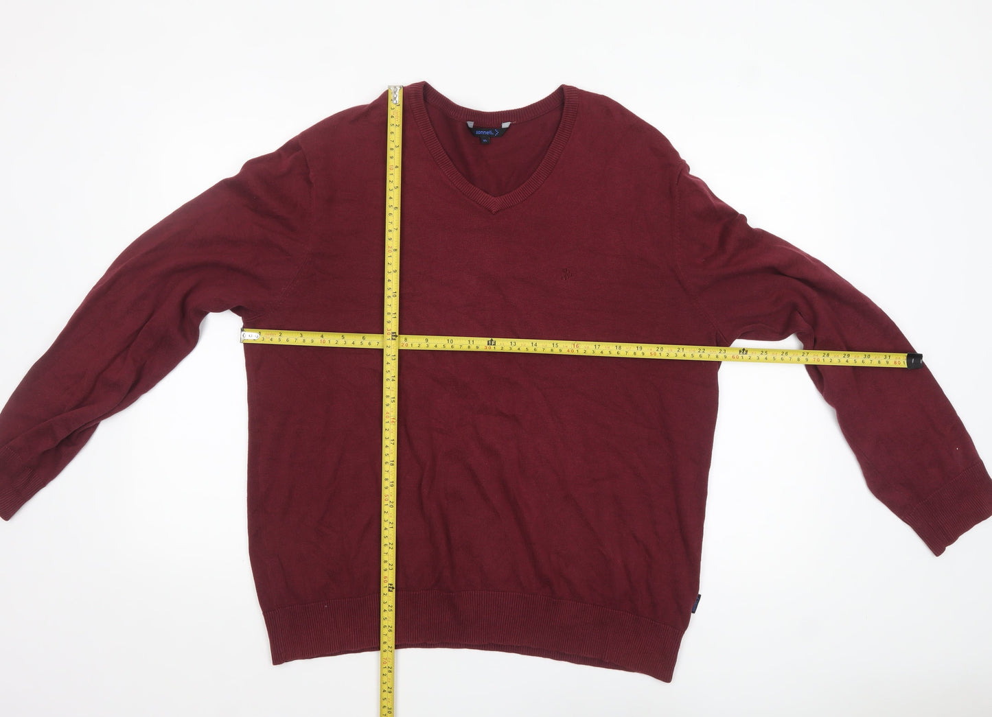 Sonneti Mens Red V-Neck Cotton Pullover Jumper XL