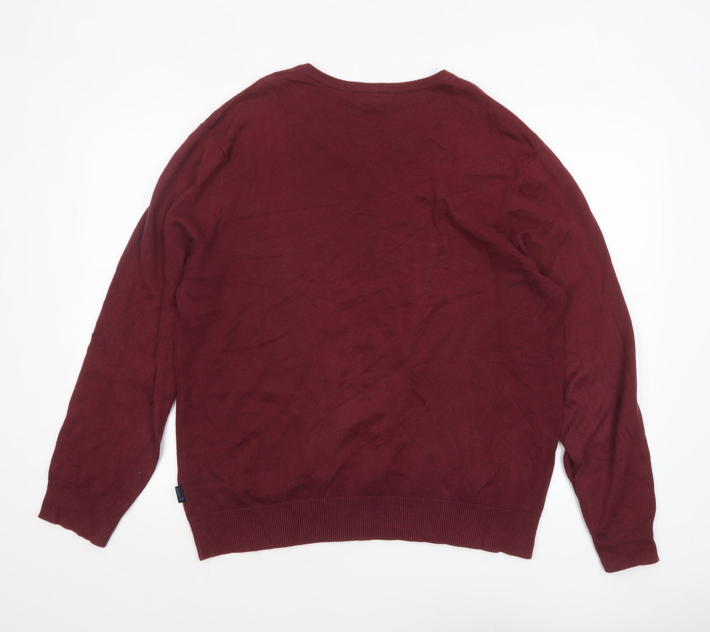 Sonneti Mens Red V-Neck Cotton Pullover Jumper XL