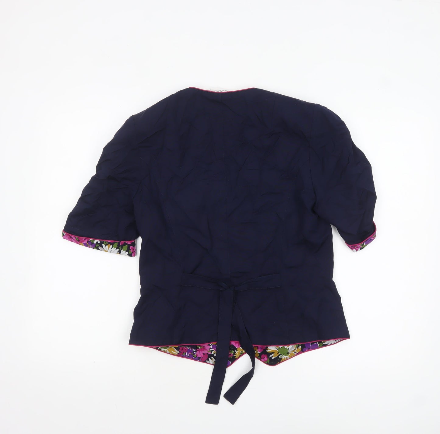 ESMODELL Women’s Blue Retro Tunic Blouse Size 10 Short Sleeve