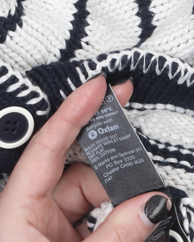 Marks and Spencer Women’s Navy Stripe Cotton Cardigan UK 12