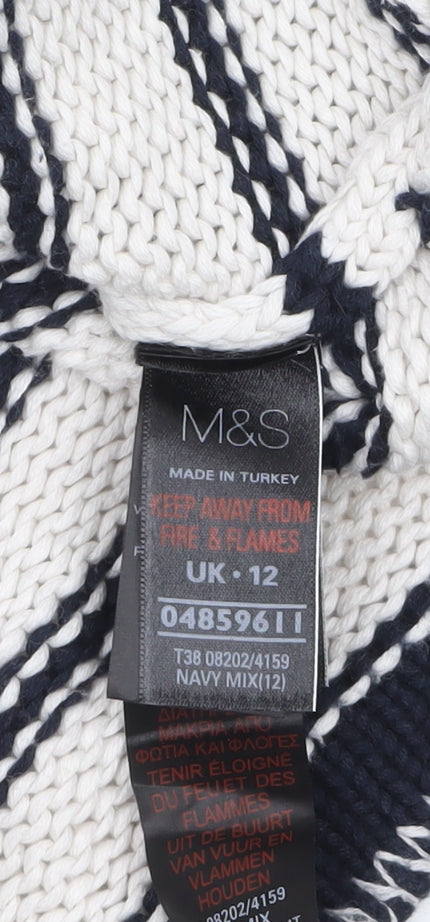 Marks and Spencer Women’s Navy Stripe Cotton Cardigan UK 12