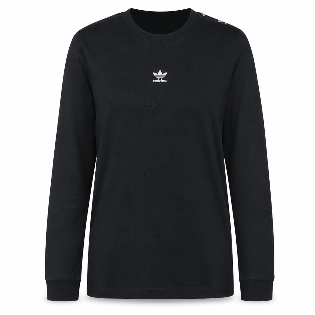 Adidas Women's Black Long Sleeve Crew Neck Cotton T-Shirt Size 8