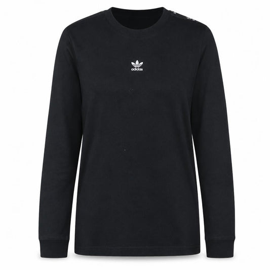 Adidas Women's Black Long Sleeve Crew Neck Cotton T-Shirt Size 8