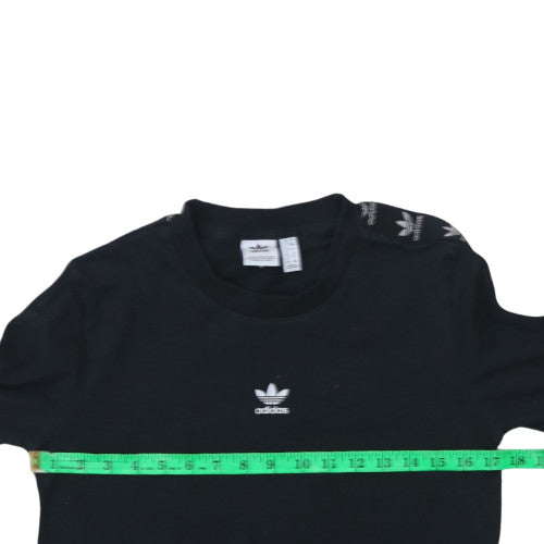 Adidas Women's Black Long Sleeve Crew Neck Cotton T-Shirt Size 8