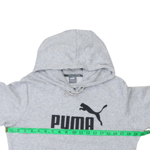 Puma Womens Grey Hooded Pullover Sweatshirt Size 12 M Logo Hoodie