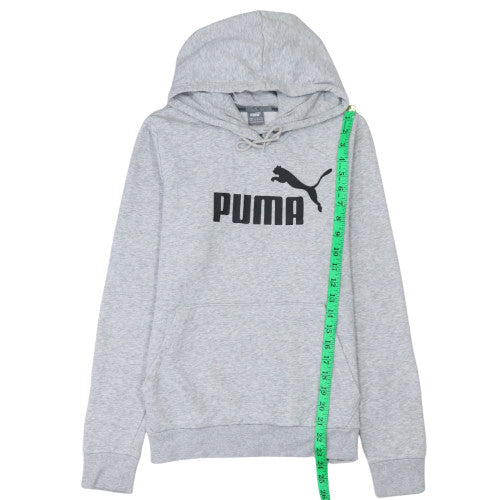 Puma Womens Grey Hooded Pullover Sweatshirt Size 12 M Logo Hoodie