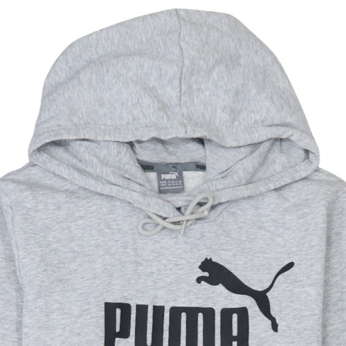 Puma Womens Grey Hooded Pullover Sweatshirt Size 12 M Logo Hoodie