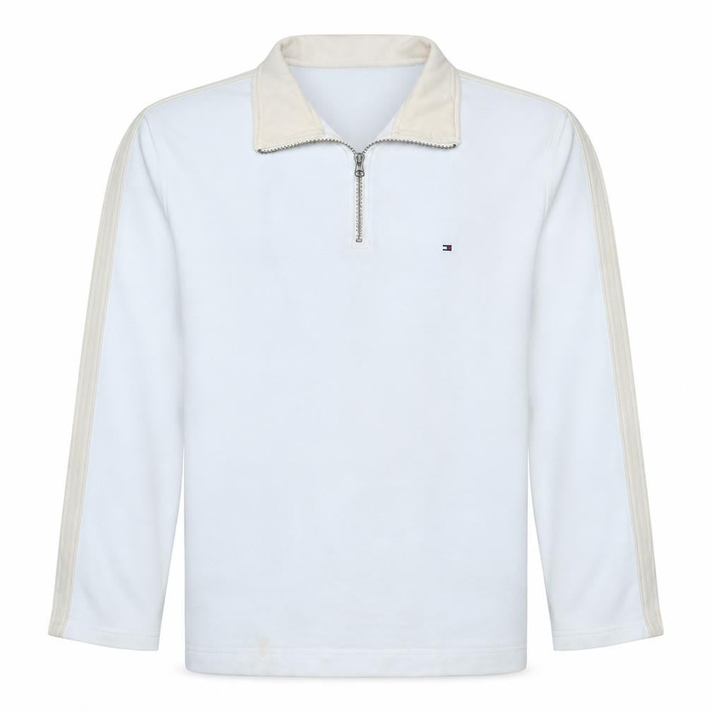 Tommy Hilfiger Men's White XL 1/4 Zip Fleece Sweatshirt