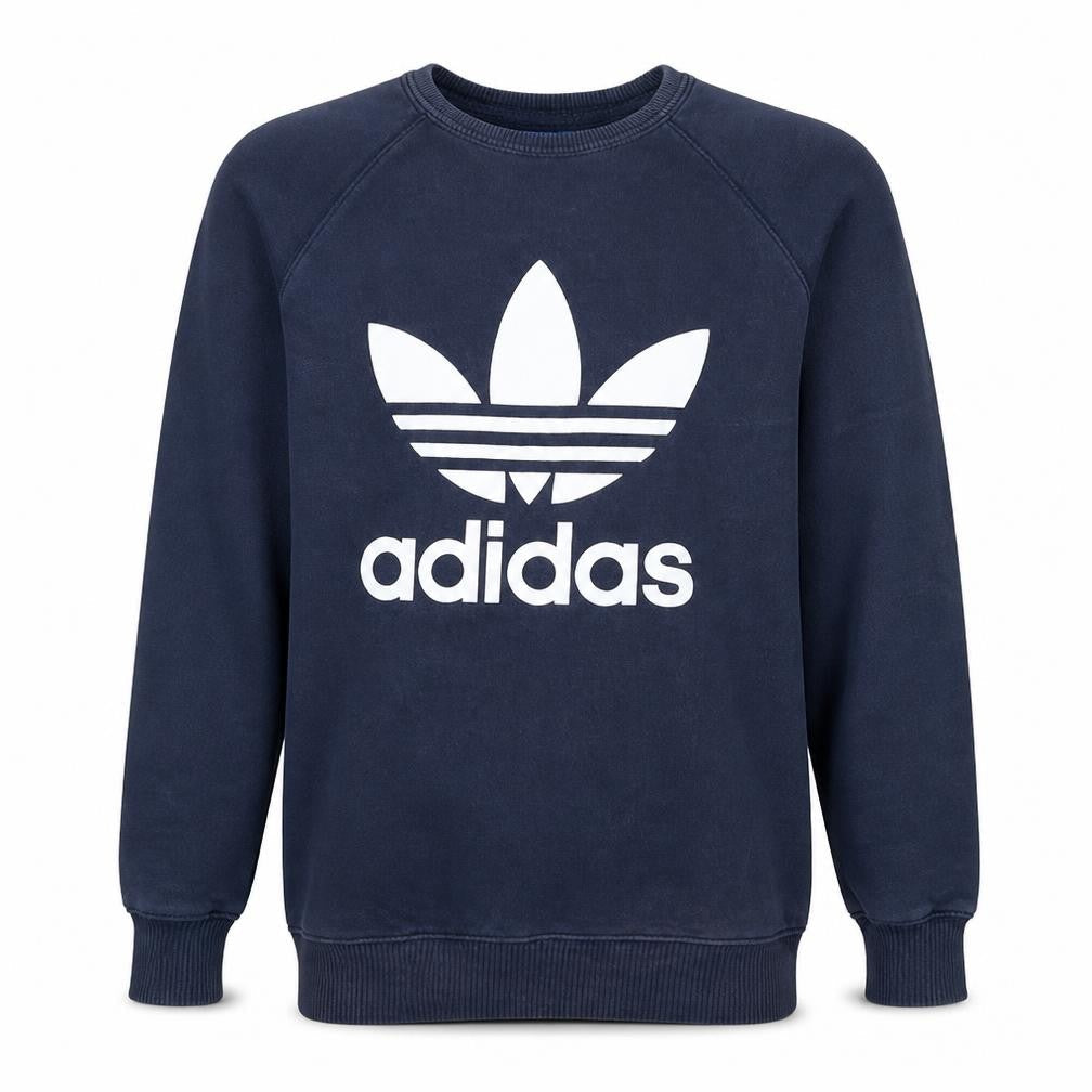 Adidas Men's Blue Crew Neck Logo Pullover Sweatshirt Size S