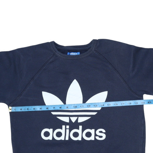 Adidas Men's Blue Crew Neck Logo Pullover Sweatshirt Size S