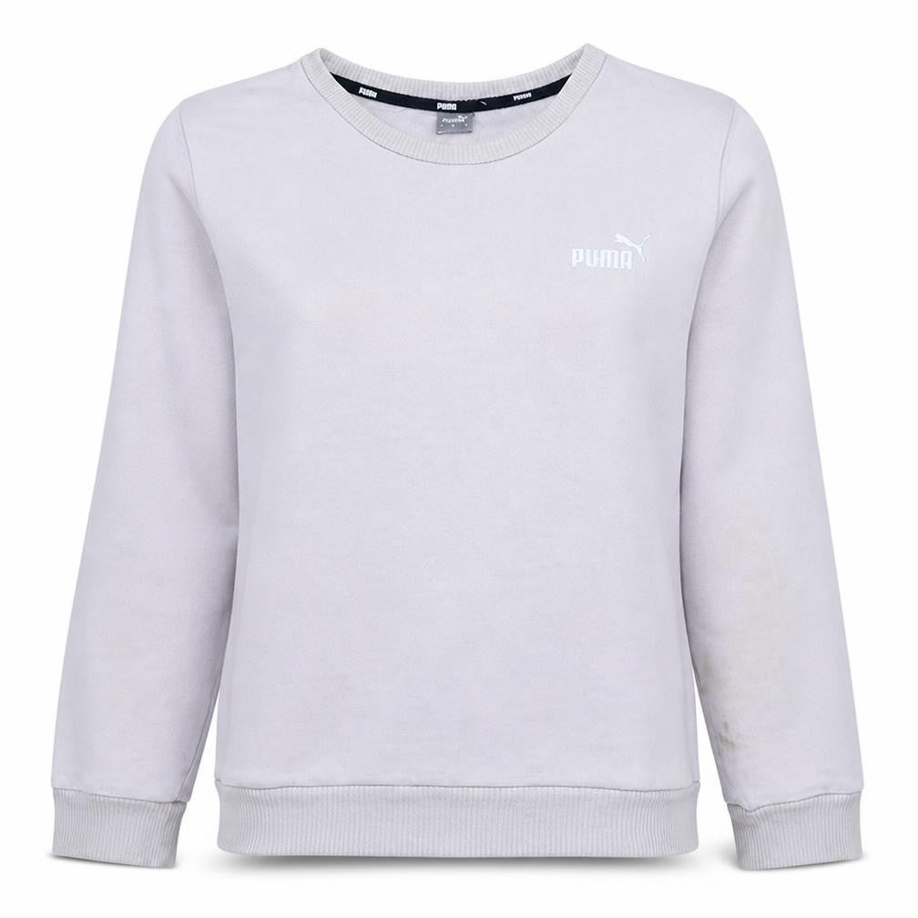 Front view of Puma Women Grey Crew Neck Pullover Sweatshirt, size M