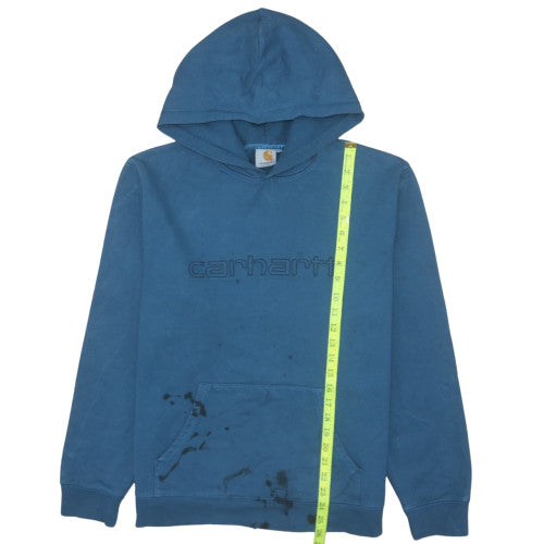 Carhartt Men's Blue Pullover Hoodie L Embroidered Logo Cotton