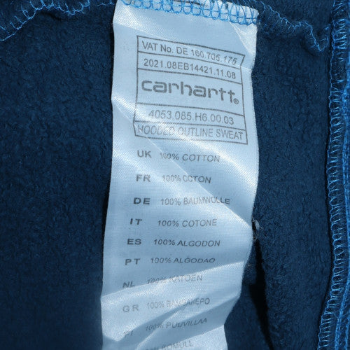 Carhartt Men's Blue Pullover Hoodie L Embroidered Logo Cotton
