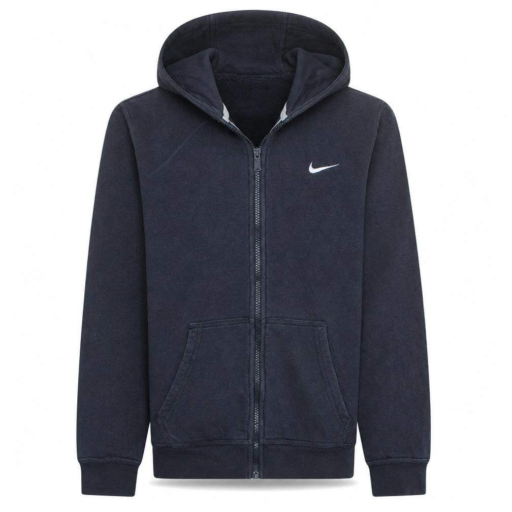 Nike Men Blue Full Zip Hoodie S Regular Fleece Cotton Blend