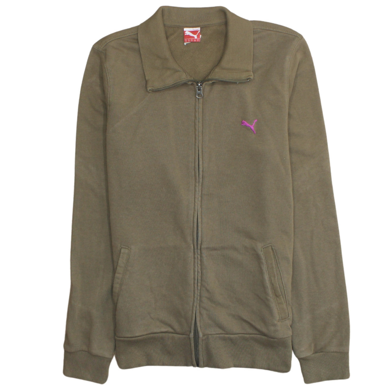 Puma Women's Brown Track Jacket Size 12 Full Zip Cotton Blend