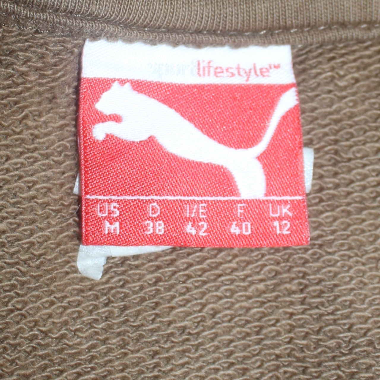 Puma Women's Brown Track Jacket Size 12 Full Zip Cotton Blend