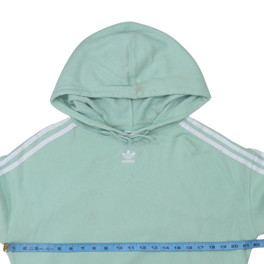 Adidas Women Mint Green Cropped Hoodie UK 10 Cotton Pullover