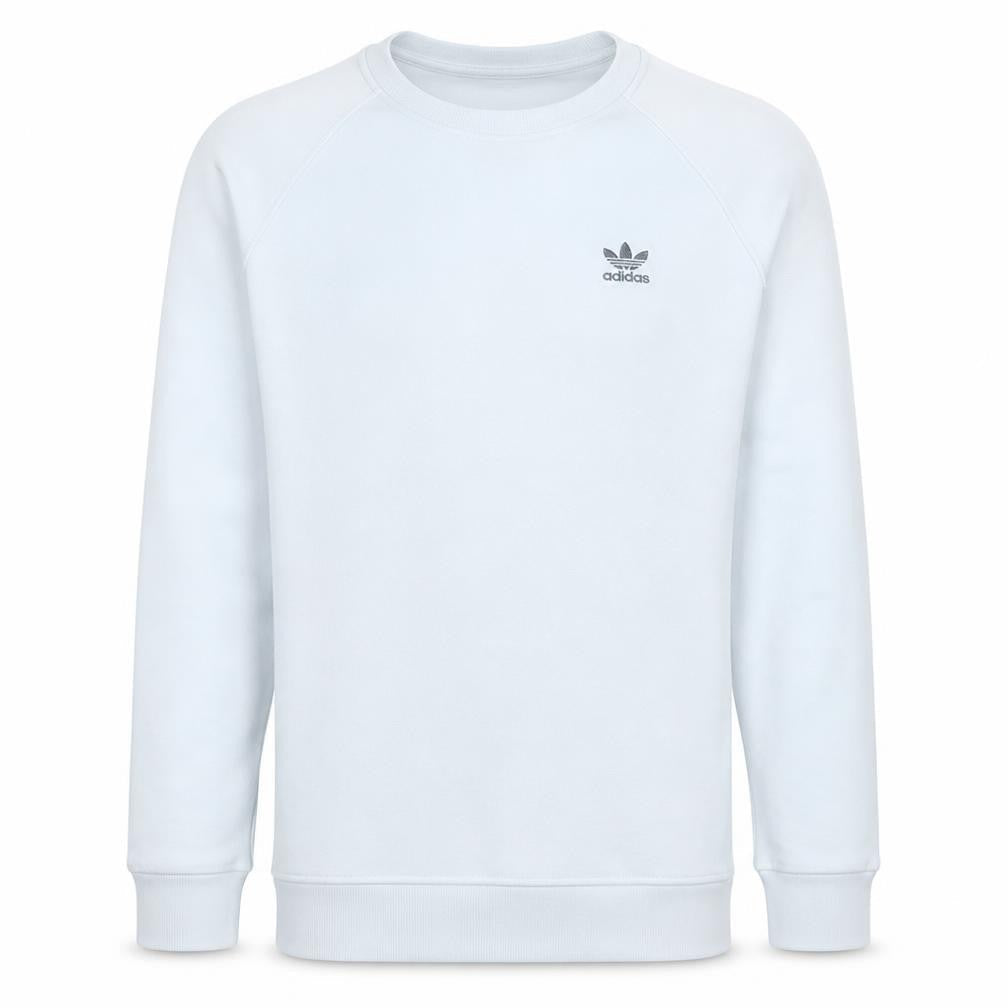 Front view of Adidas Men's White Crew Neck Sweatshirt, size S, Pullover Logo Sportswear