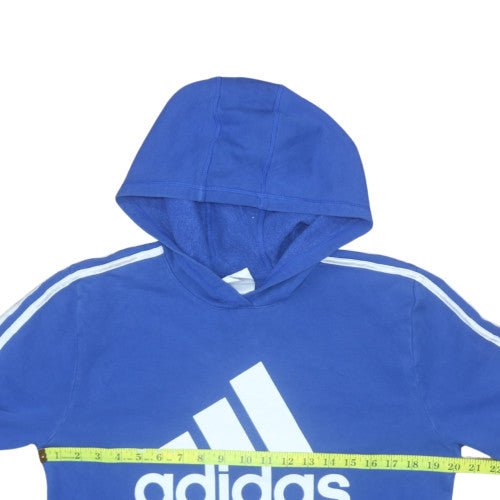 Adidas Blue Teens Pullover Hoodie Sweatshirt 18 Logo Sportswear