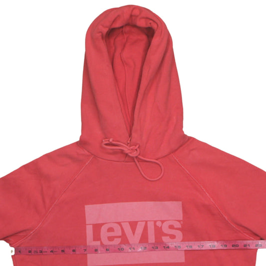 Levi's Womens Pink Pullover Hoodie M Logo Print Cotton Sweatshirt