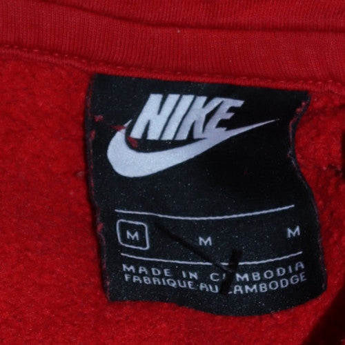 Nike Men's Red Pullover Hoodie Medium Fleece Logo Sweatshirt