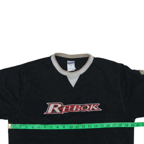 Reebok Women Black XL Sweatshirt Crew Neck Logo Pullover Cotton Blend