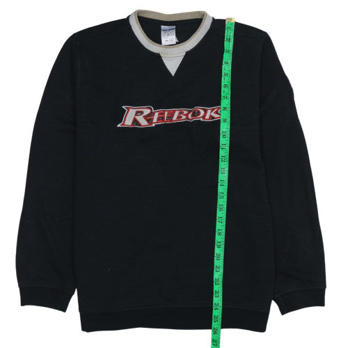 Reebok Women Black XL Sweatshirt Crew Neck Logo Pullover Cotton Blend