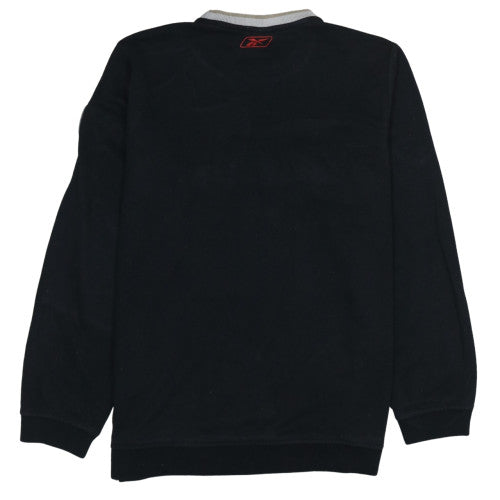 Reebok Women Black XL Sweatshirt Crew Neck Logo Pullover Cotton Blend