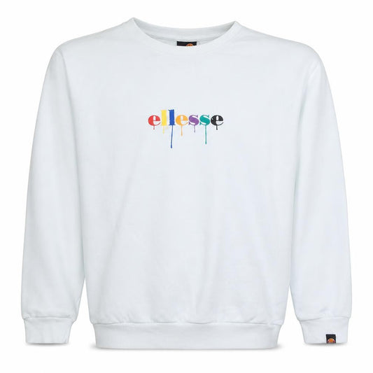 Ellesse Men's White Pullover Sweatshirt M Retro Logo Fleece