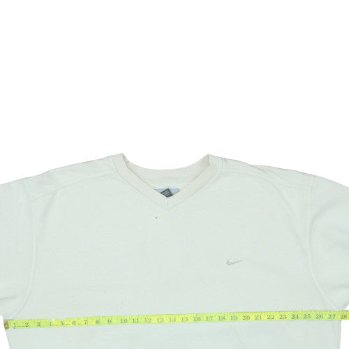 Nike Men's White V-Neck Pullover Sweatshirt XL Fleece Sportswear