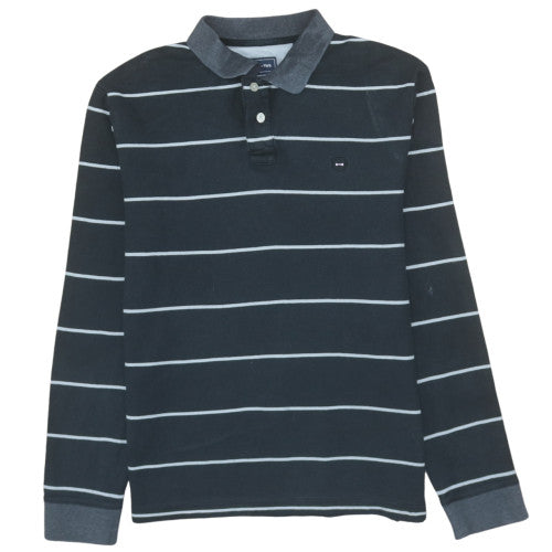 Eden Park Men's Black Striped Long Sleeve Polo Shirt Size L