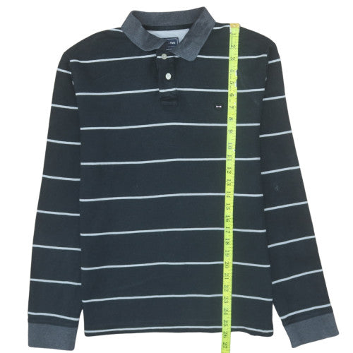 Eden Park Men's Black Striped Long Sleeve Polo Shirt Size L