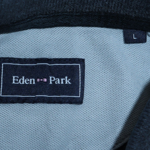 Eden Park Men's Black Striped Long Sleeve Polo Shirt Size L