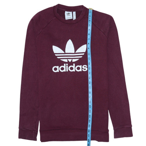 Adidas Men's Red Crew Neck Logo Sweatshirt Size S