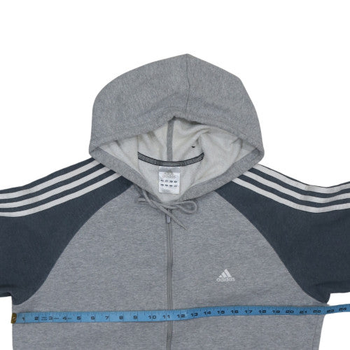 Adidas Men's Grey Full Zip Hoodie Size L Sports Fleece Sweatshirt