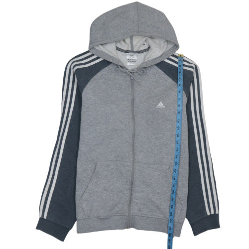 Adidas Men's Grey Full Zip Hoodie Size L Sports Fleece Sweatshirt