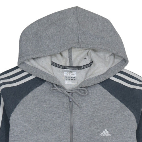Adidas Men's Grey Full Zip Hoodie Size L Sports Fleece Sweatshirt