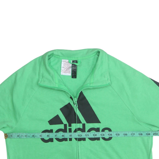 Adidas Boys Green Track Jacket Size 12-13 Years Full Zip Activewear