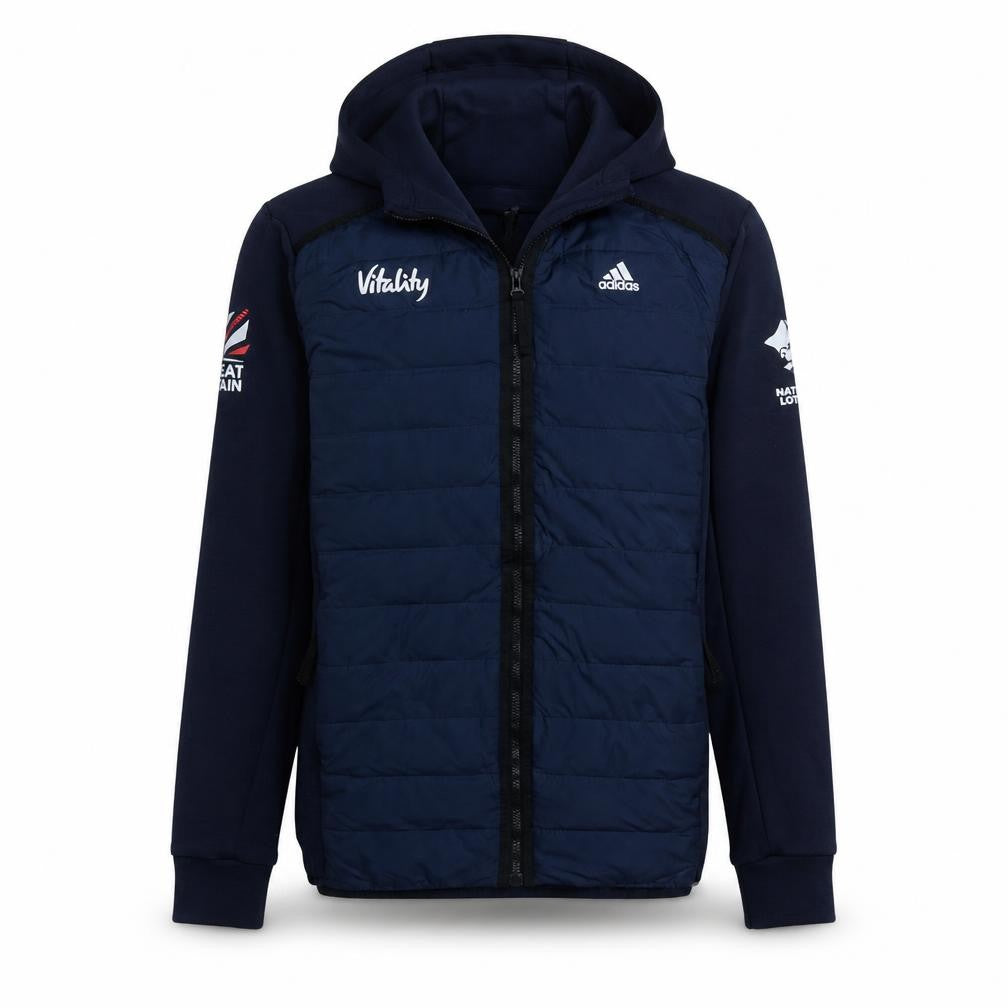 Adidas Teens Blue Full Zip Hooded Quilted Sports Hoodie 13-14 Years