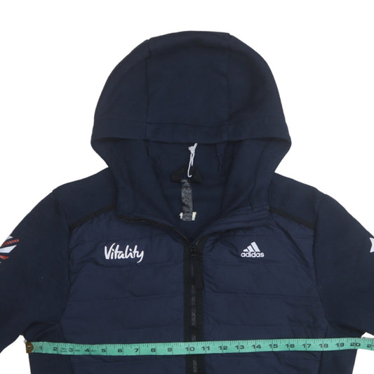 Adidas Teens Blue Full Zip Hooded Quilted Sports Hoodie 164