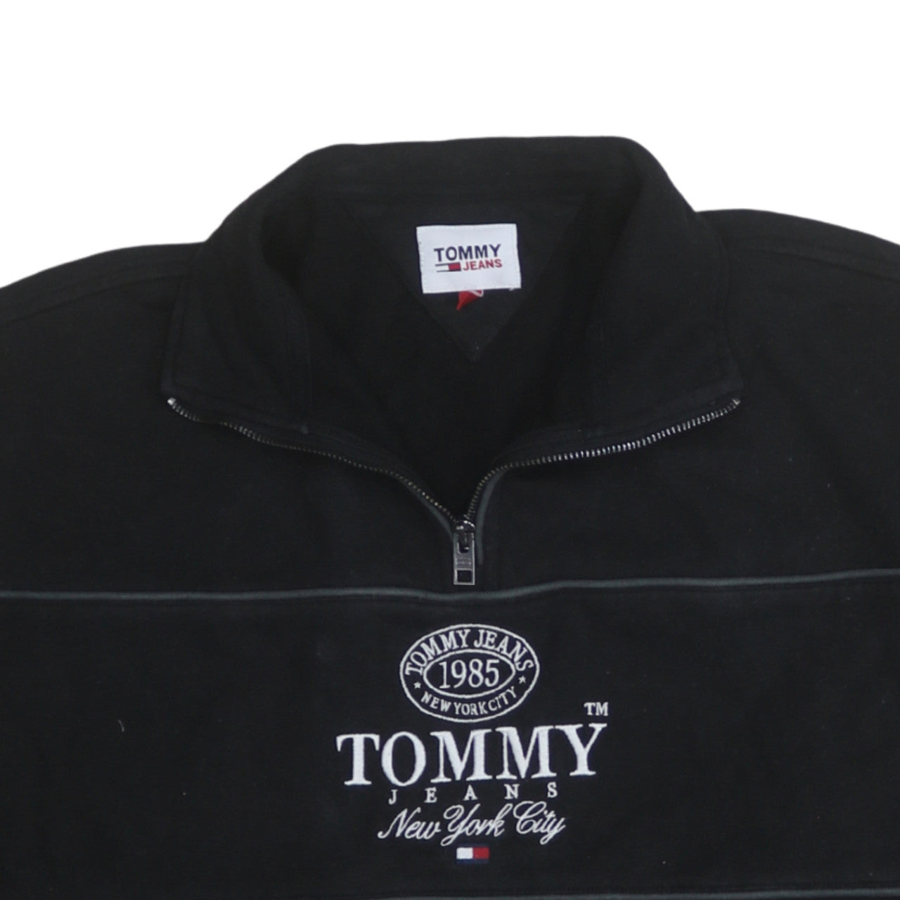 Tommy Jeans Men’s Black 1/4 Zip Embroidered Sweatshirt Size S
