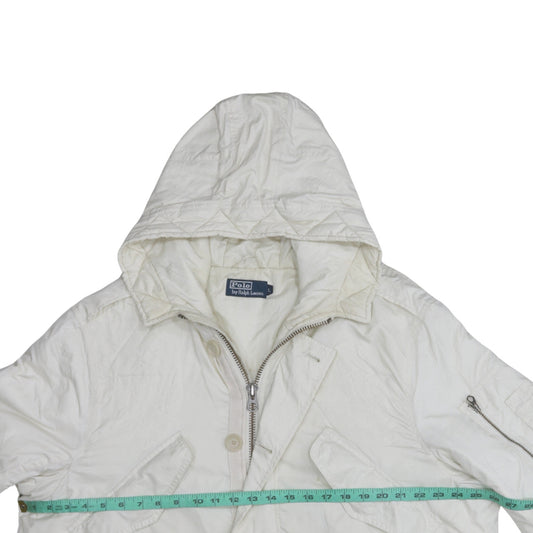 Ralph Lauren Women's White Hooded Long Parka Jacket Size L