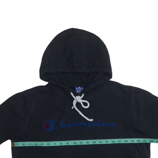 Champion Men's Black Pullover Hoodie Medium Fleece Logo Sweatshirt