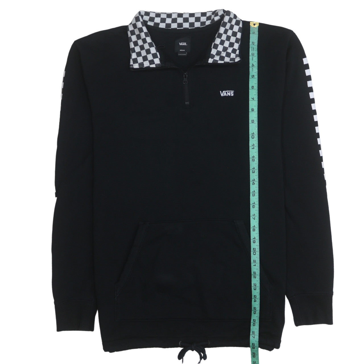 Vans Mens Black Checkerboard 1/2 Zip Collared Sweatshirt Medium