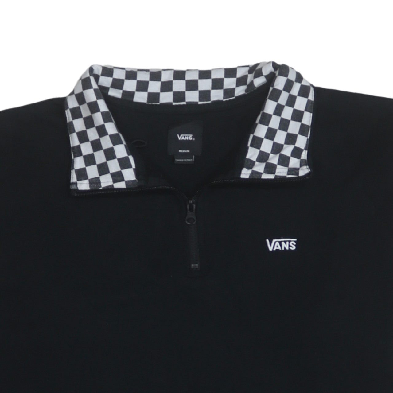Vans Mens Black Checkerboard 1/2 Zip Collared Sweatshirt Medium